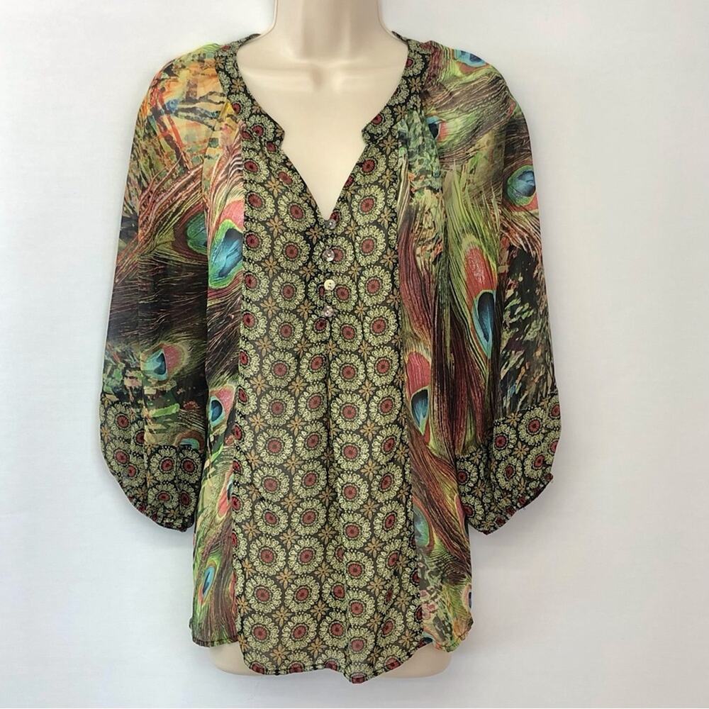 Figueroa & Flower Mandela Print Popover Blouse